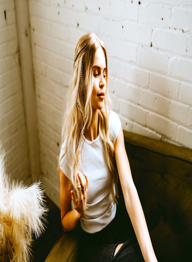 Feather Headz 21 Natural Color Hair Extensions – 9”–14” Long – DIY Rooster Kit with 20 Micro-Link Beads – 100% Real Feathers – Eye-Catching Boho Style - Image 5